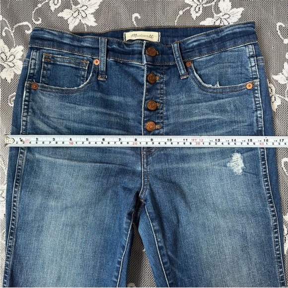 Madewell 10’’ High Rise Button Fly Skinny Jeans Raw Hem in Cordova Wash Sz 28 - Picture 10 of 14